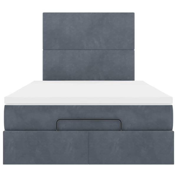 vidaXL Ottoman Bed with Mattresses Dark Grey 120x190 cm Velvet