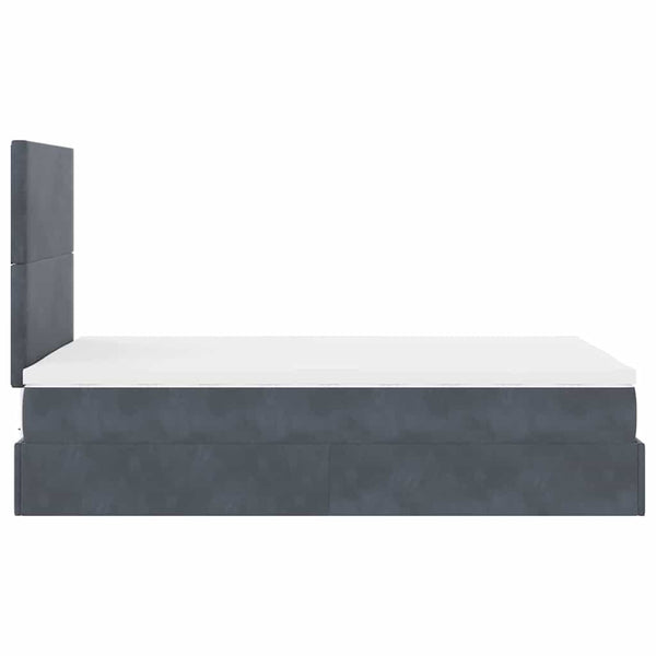 vidaXL Ottoman Bed with Mattresses Dark Grey 120x190 cm Velvet