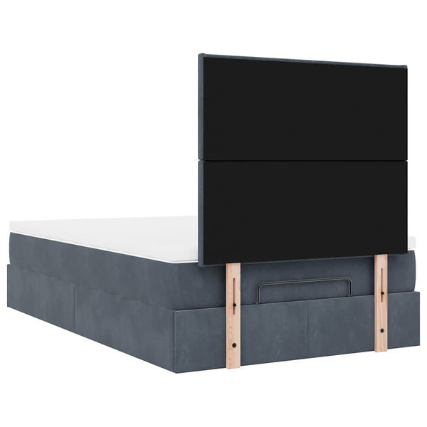 vidaXL Ottoman Bed with Mattresses Dark Grey 120x190 cm Velvet