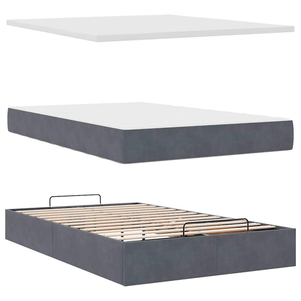 vidaXL Ottoman Bed with Mattresses Dark Grey 120x190 cm Velvet