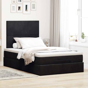 vidaXL Ottoman Bed with Mattresses Black 120x190 cm Velvet