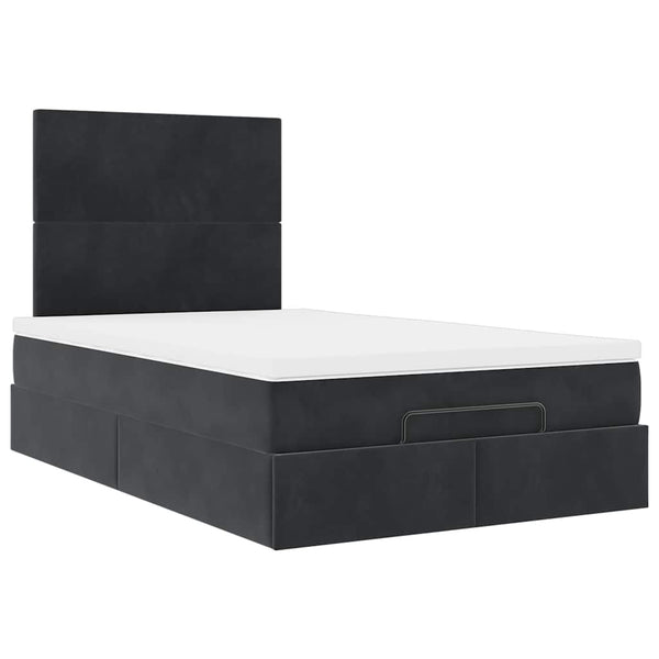 vidaXL Ottoman Bed with Mattresses Black 120x190 cm Velvet