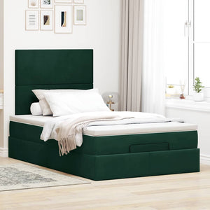 vidaXL Ottoman Bed with Mattresses Dark Green 120x190 cm Velvet