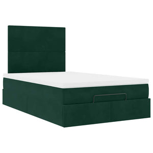 vidaXL Ottoman Bed with Mattresses Dark Green 120x190 cm Velvet