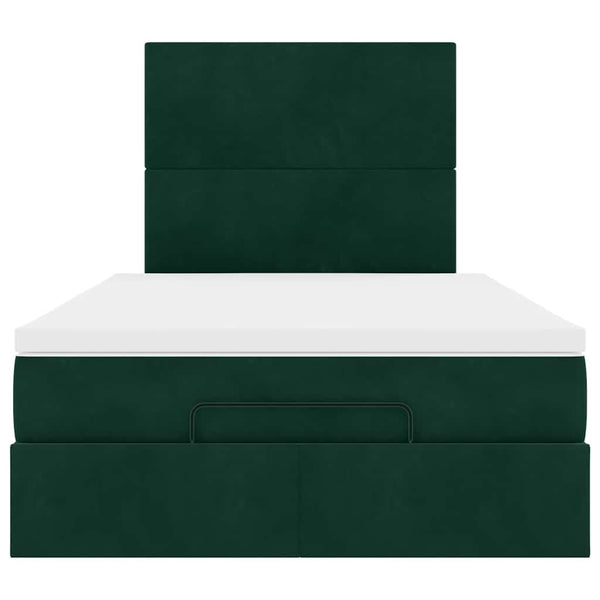 vidaXL Ottoman Bed with Mattresses Dark Green 120x190 cm Velvet
