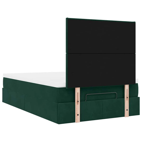 vidaXL Ottoman Bed with Mattresses Dark Green 120x190 cm Velvet