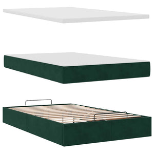 vidaXL Ottoman Bed with Mattresses Dark Green 120x190 cm Velvet