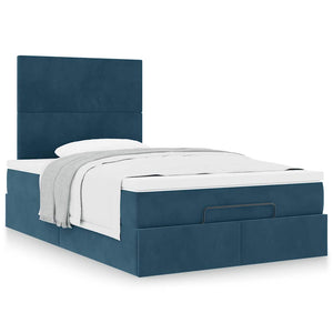 vidaXL Ottoman Bed with Mattresses Dark Blue 120x190 cm Velvet