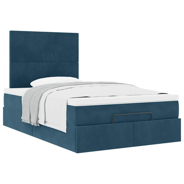 vidaXL Ottoman Bed with Mattresses Dark Blue 120x190 cm Velvet