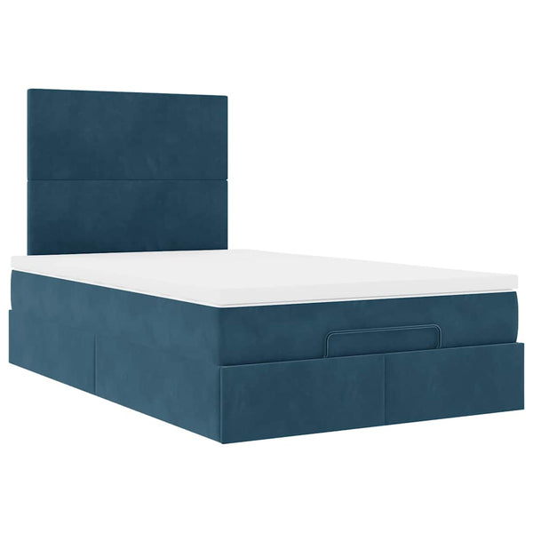 vidaXL Ottoman Bed with Mattresses Dark Blue 120x190 cm Velvet