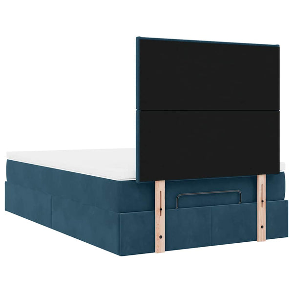 vidaXL Ottoman Bed with Mattresses Dark Blue 120x190 cm Velvet