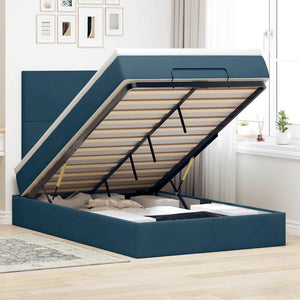 vidaXL Ottoman Bed with Mattresses Dark Blue 120x190 cm Velvet