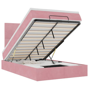 vidaXL Ottoman Bed with Mattresses Pink 120x190 cm Velvet