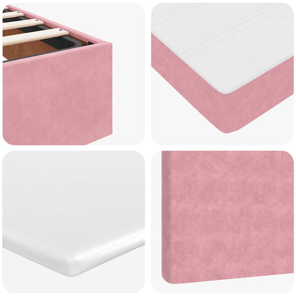 vidaXL Ottoman Bed with Mattresses Pink 120x190 cm Velvet