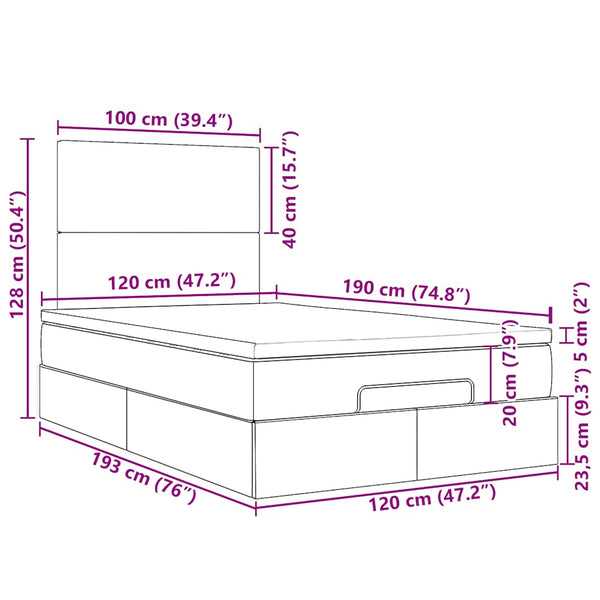 vidaXL Ottoman Bed with Mattresses Pink 120x190 cm Velvet