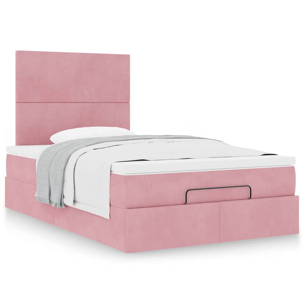 vidaXL Ottoman Bed with Mattresses Pink 120x190 cm Velvet