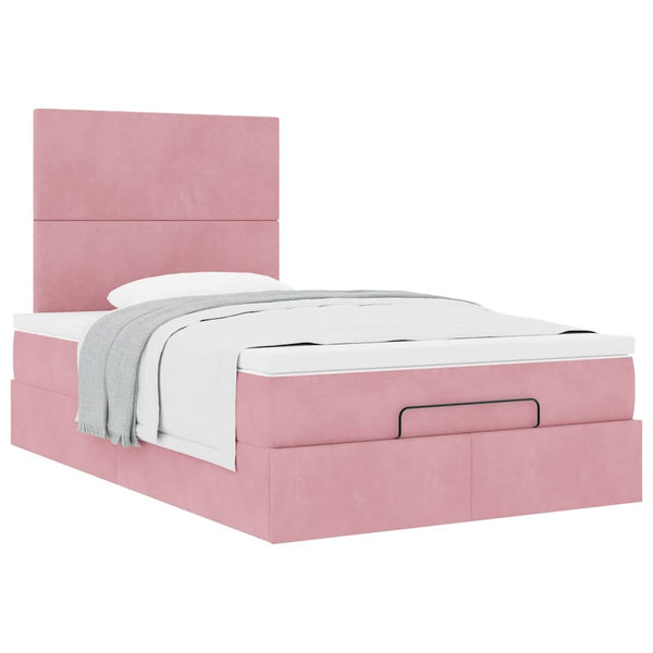 vidaXL Ottoman Bed with Mattresses Pink 120x190 cm Velvet