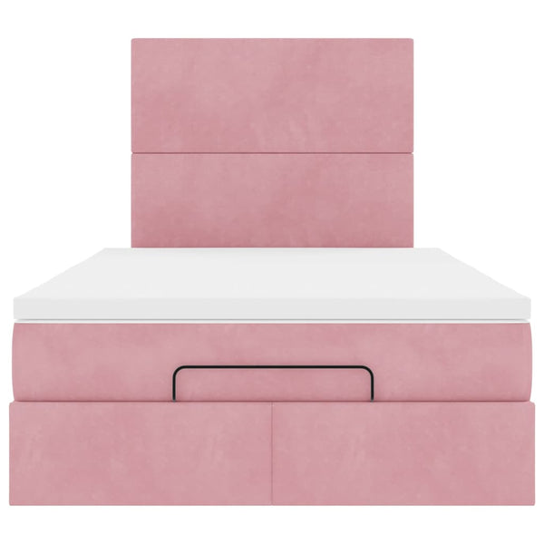 vidaXL Ottoman Bed with Mattresses Pink 120x190 cm Velvet