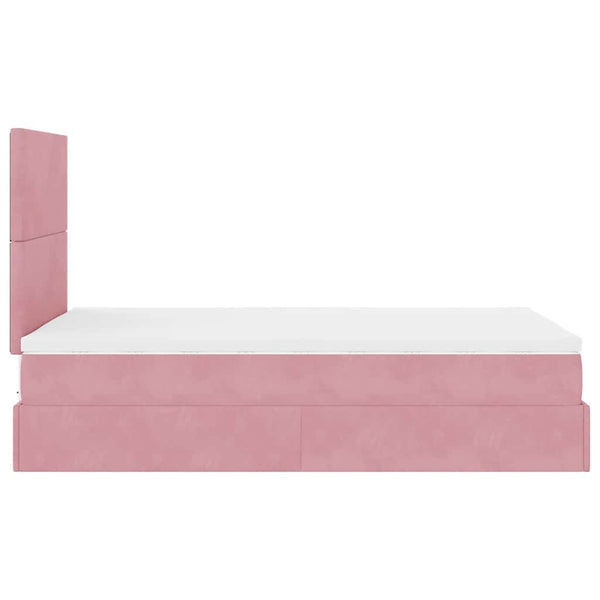 vidaXL Ottoman Bed with Mattresses Pink 120x190 cm Velvet