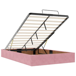 vidaXL Ottoman Bed with Mattresses Pink 120x190 cm Velvet