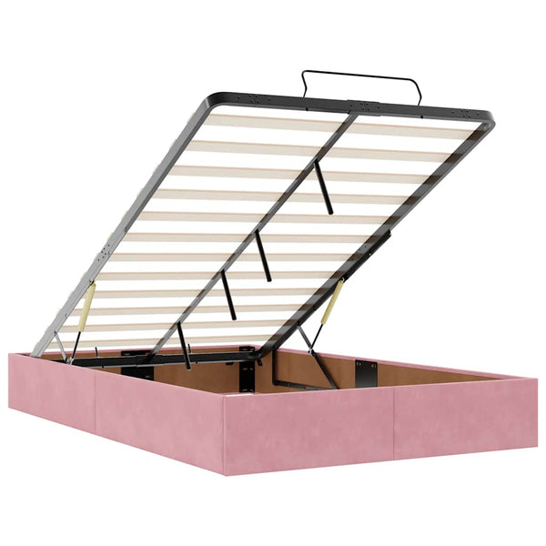 vidaXL Ottoman Bed with Mattresses Pink 120x190 cm Velvet