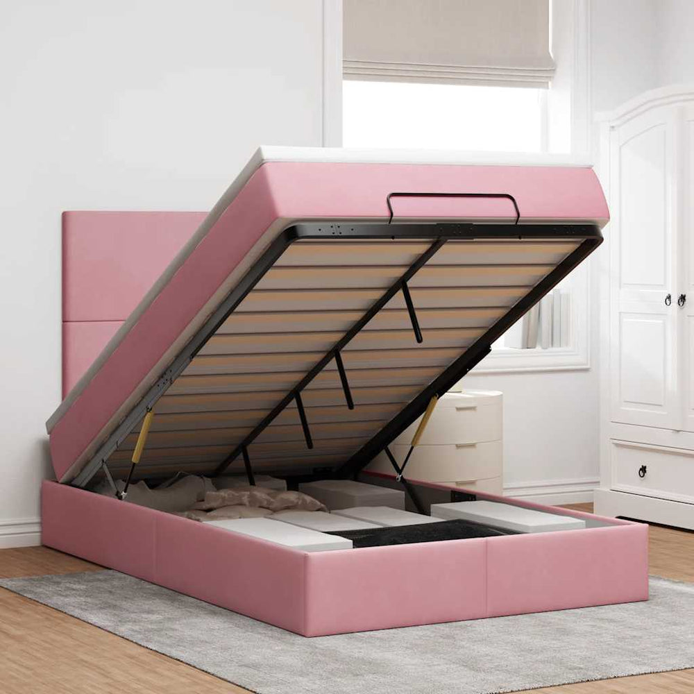 vidaXL Ottoman Bed with Mattresses Pink 120x190 cm Velvet