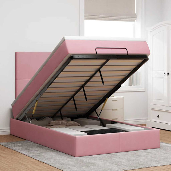 vidaXL Ottoman Bed with Mattresses Pink 120x190 cm Velvet