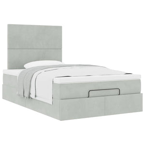 vidaXL Ottoman Bed with Mattresses Light Grey 120x200 cm Velvet