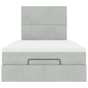 vidaXL Ottoman Bed with Mattresses Light Grey 120x200 cm Velvet