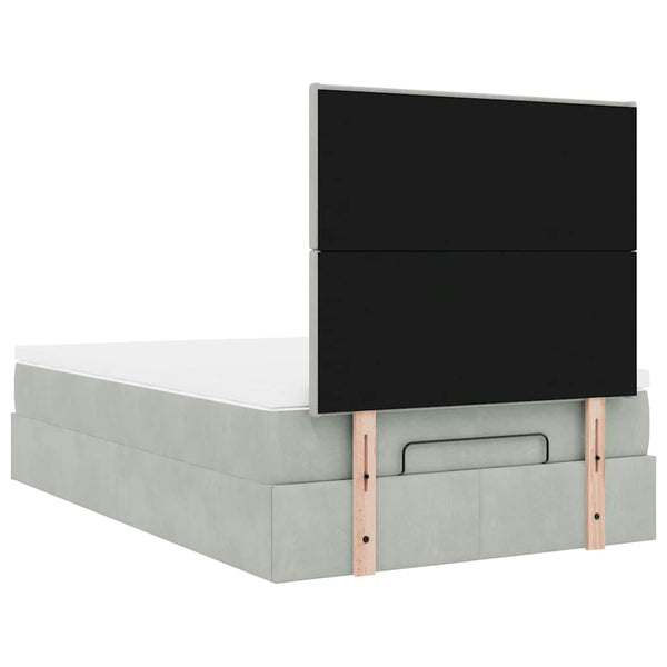 vidaXL Ottoman Bed with Mattresses Light Grey 120x200 cm Velvet