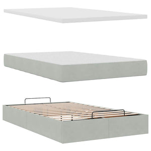 vidaXL Ottoman Bed with Mattresses Light Grey 120x200 cm Velvet