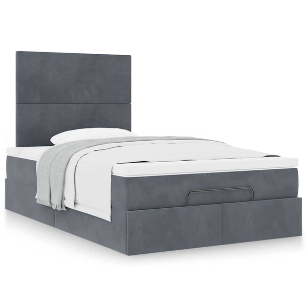 vidaXL Ottoman Bed with Mattresses Dark Gray 120x200 cm Velvet