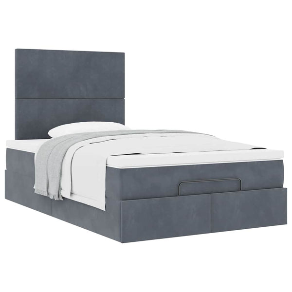 vidaXL Ottoman Bed with Mattresses Dark Gray 120x200 cm Velvet