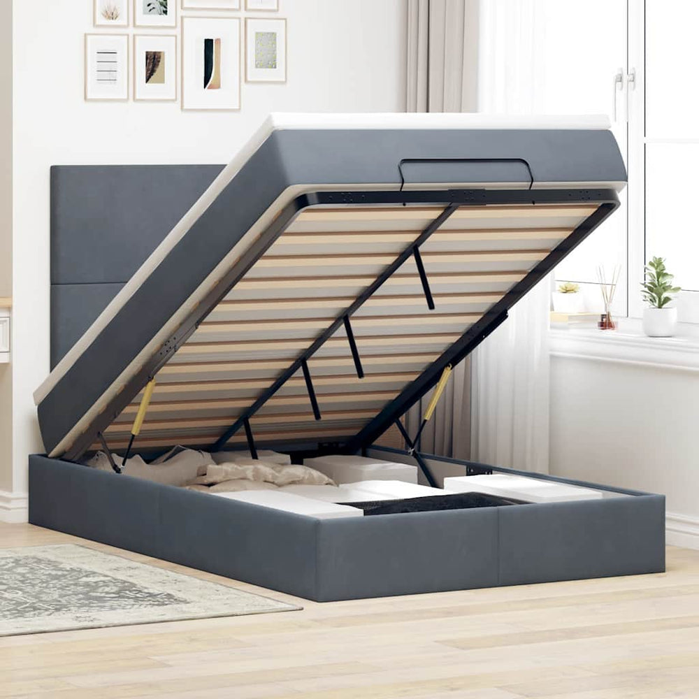 vidaXL Ottoman Bed with Mattresses Dark Gray 120x200 cm Velvet