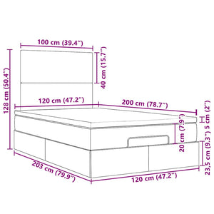 vidaXL Ottoman Bed with Mattresses Black 120x200 cm Velvet