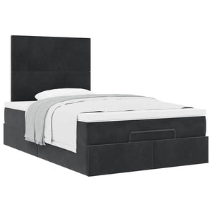 vidaXL Ottoman Bed with Mattresses Black 120x200 cm Velvet
