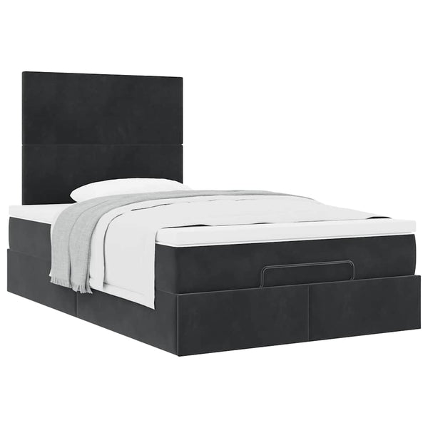 vidaXL Ottoman Bed with Mattresses Black 120x200 cm Velvet