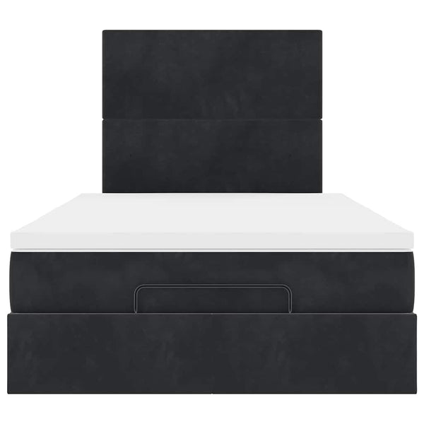 vidaXL Ottoman Bed with Mattresses Black 120x200 cm Velvet