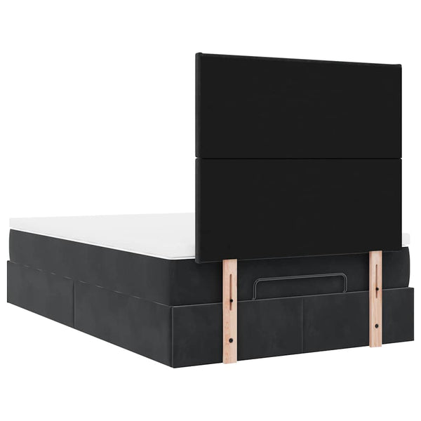 vidaXL Ottoman Bed with Mattresses Black 120x200 cm Velvet