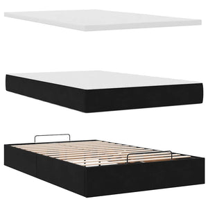 vidaXL Ottoman Bed with Mattresses Black 120x200 cm Velvet