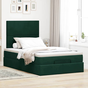 vidaXL Ottoman Bed with Mattresses Dark Green 120x200 cm Velvet