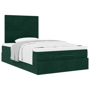 vidaXL Ottoman Bed with Mattresses Dark Green 120x200 cm Velvet