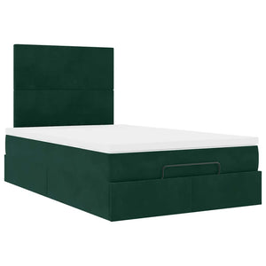 vidaXL Ottoman Bed with Mattresses Dark Green 120x200 cm Velvet