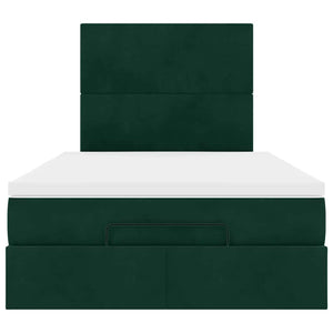 vidaXL Ottoman Bed with Mattresses Dark Green 120x200 cm Velvet