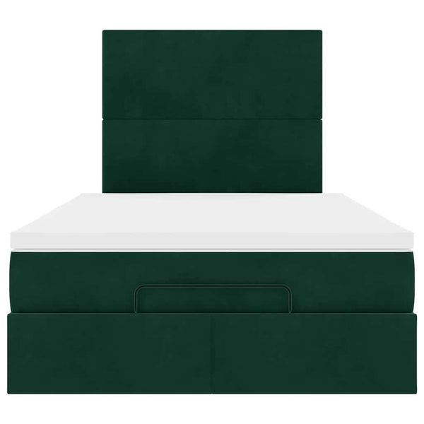 vidaXL Ottoman Bed with Mattresses Dark Green 120x200 cm Velvet