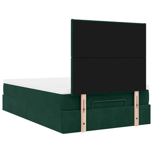vidaXL Ottoman Bed with Mattresses Dark Green 120x200 cm Velvet