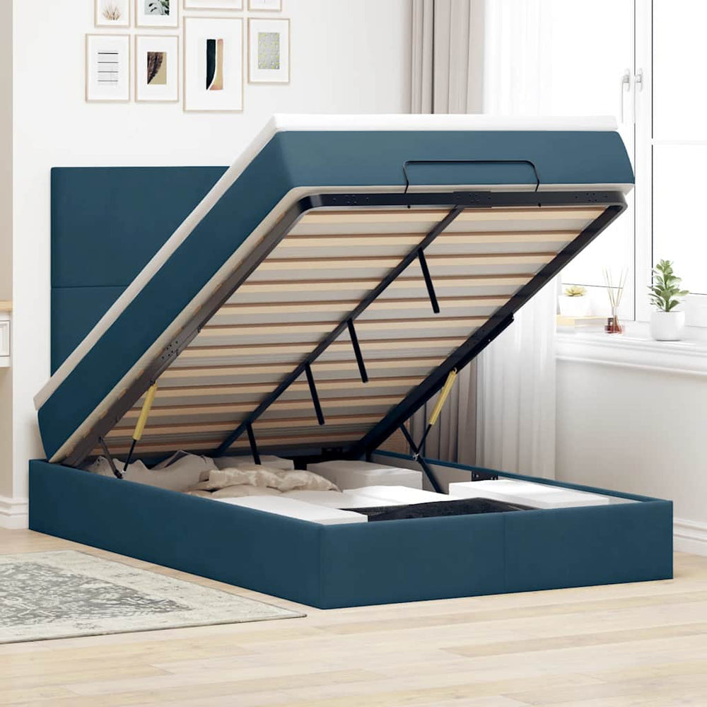 vidaXL Ottoman Bed with Mattresses Dark Blue 120x200 cm Velvet