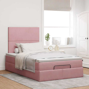 vidaXL Ottoman Bed with Mattresses Pink 120x200 cm Velvet