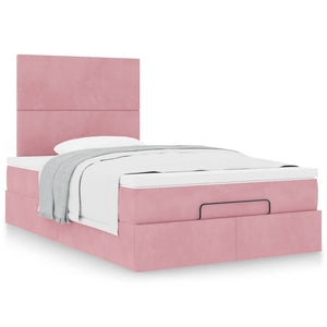 vidaXL Ottoman Bed with Mattresses Pink 120x200 cm Velvet