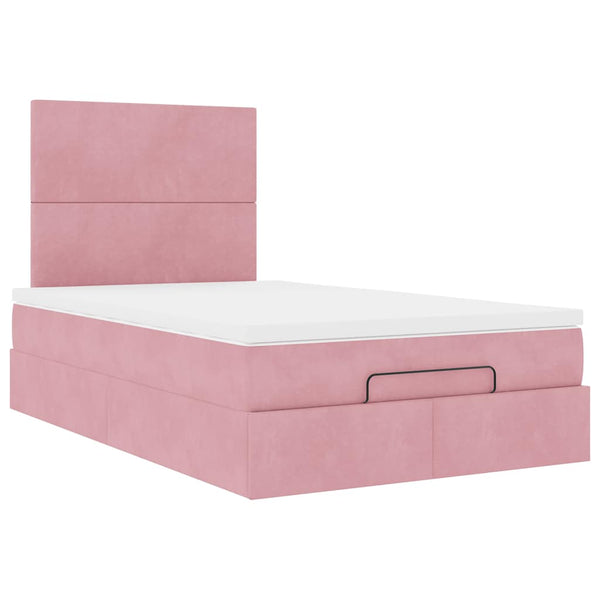 vidaXL Ottoman Bed with Mattresses Pink 120x200 cm Velvet